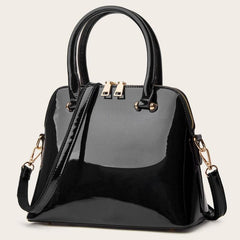 Solid Casual Tote Bag Double Handle Purse with Zipper