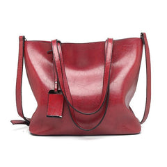 Large Capacity Tote Bag PU Leather Textured Shoulder Bag