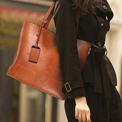 Large Capacity Tote Bag PU Leather Textured Shoulder Bag