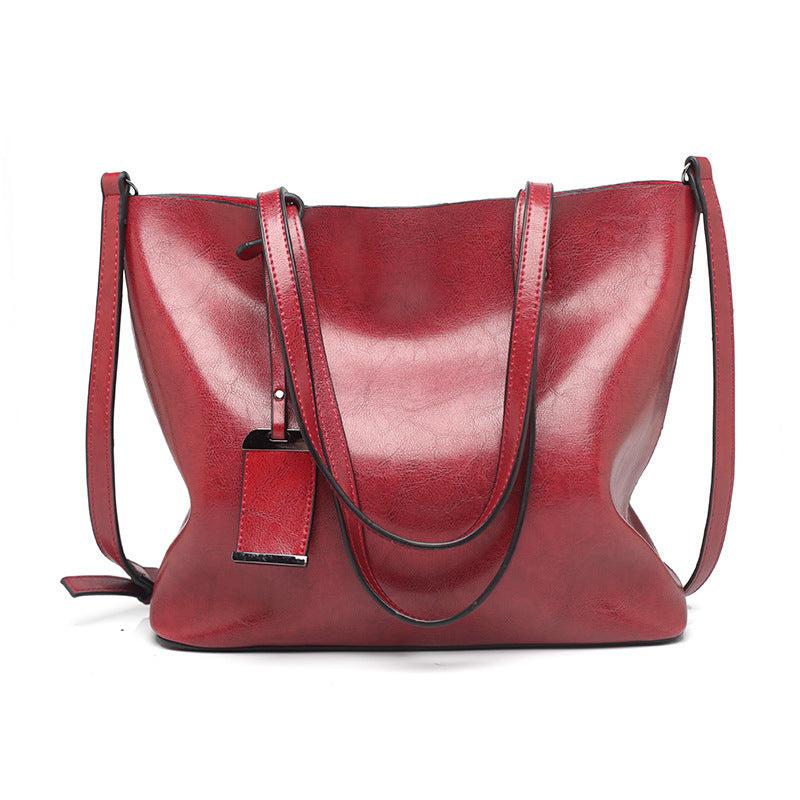 Large Capacity Tote Bag PU Leather Textured Shoulder Bag