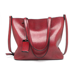 Large Capacity Tote Bag PU Leather Textured Shoulder Bag