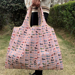 Cartoon Cat Print Shoulder Bag Large Capacity Shopper Bag
