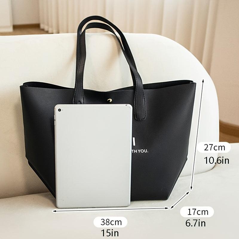 Women's Faux Leather Tote Bag Casual Shoulder Bag For Work