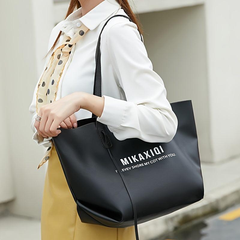 Women's Faux Leather Tote Bag Casual Shoulder Bag For Work