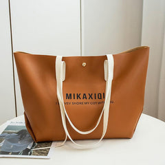 Women's Faux Leather Tote Bag Casual Shoulder Bag For Work