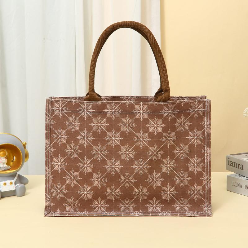 Christmas Snowflake Pattern Canvas Tote Bag