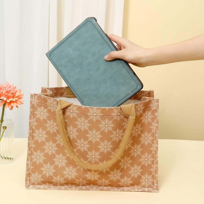 Christmas Snowflake Pattern Canvas Tote Bag