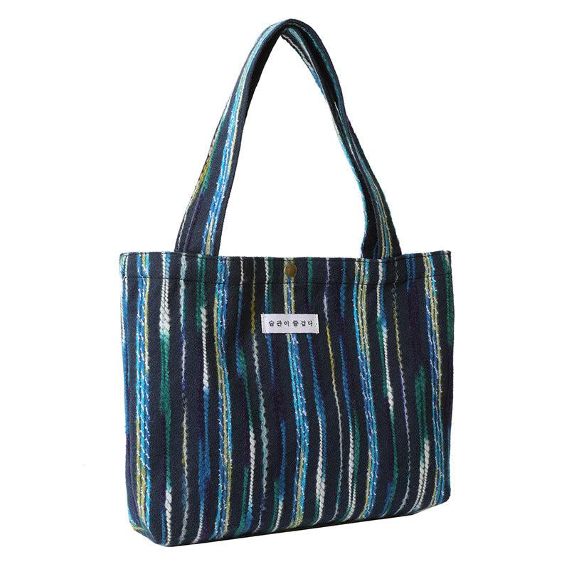 Colorful Striped Pattern Shoulder Bag Stylish Storage Handbag