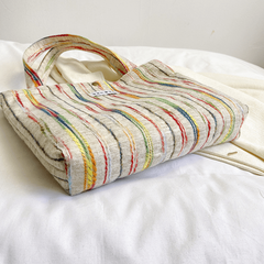 Colorful Striped Pattern Shoulder Bag Stylish Storage Handbag