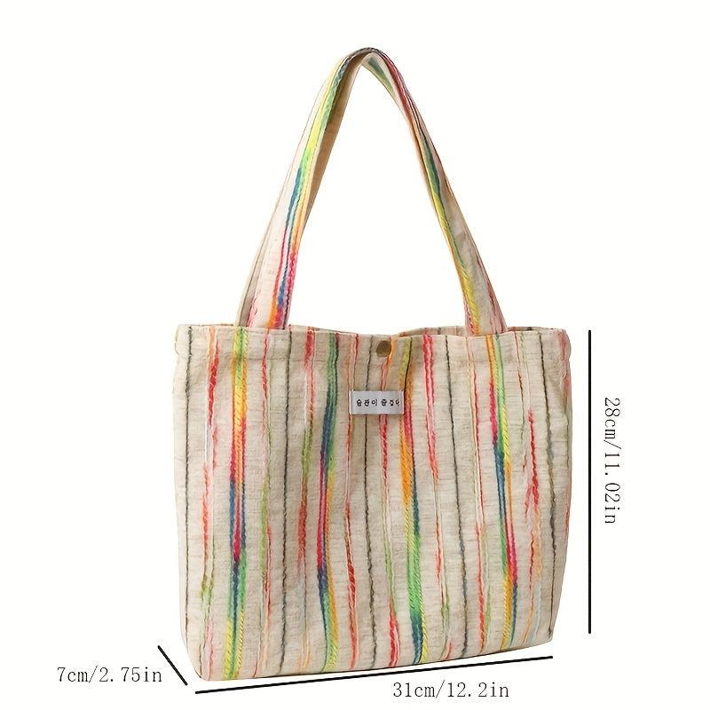 Colorful Striped Pattern Shoulder Bag Stylish Storage Handbag