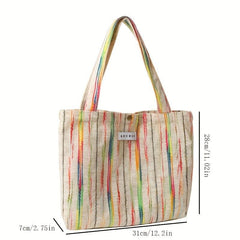 Colorful Striped Pattern Shoulder Bag Stylish Storage Handbag