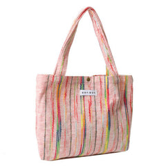 Colorful Striped Pattern Shoulder Bag Stylish Storage Handbag