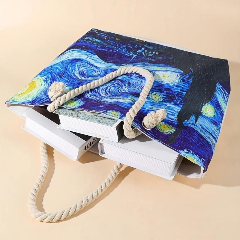 Starry Night Painting Pattern Tote Bag Shoulder Bag