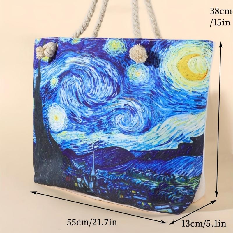 Starry Night Painting Pattern Tote Bag Shoulder Bag