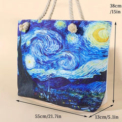 Starry Night Painting Pattern Tote Bag Shoulder Bag