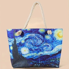 Starry Night Painting Pattern Tote Bag Shoulder Bag