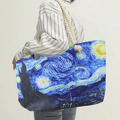 Starry Night Painting Pattern Tote Bag Shoulder Bag