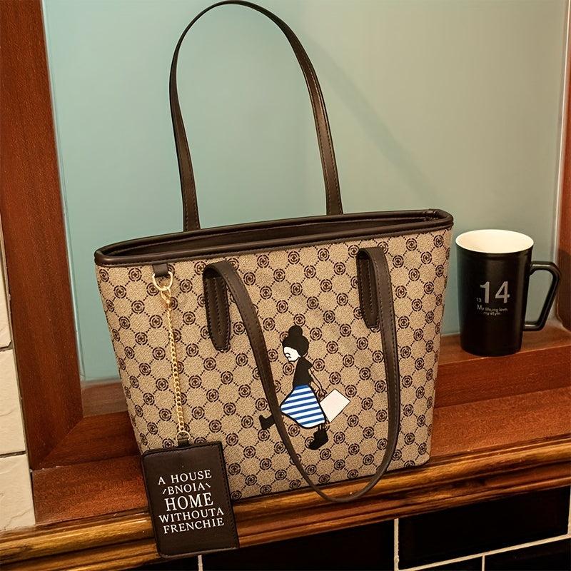 Girl Pattern Tote Bag Printed Shoulder Bag Large Capacity