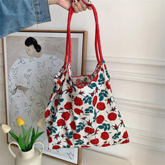 Flower Pattern Shoulder Bag Large Capacity Shopper Tote Bag