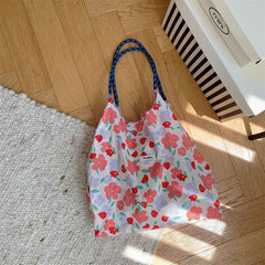 Flower Pattern Shoulder Bag Large Capacity Shopper Tote Bag