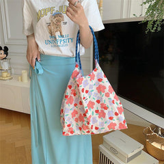 Flower Pattern Shoulder Bag Large Capacity Shopper Tote Bag