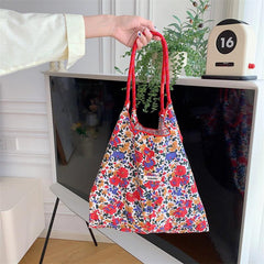 Flower Pattern Shoulder Bag Large Capacity Shopper Tote Bag