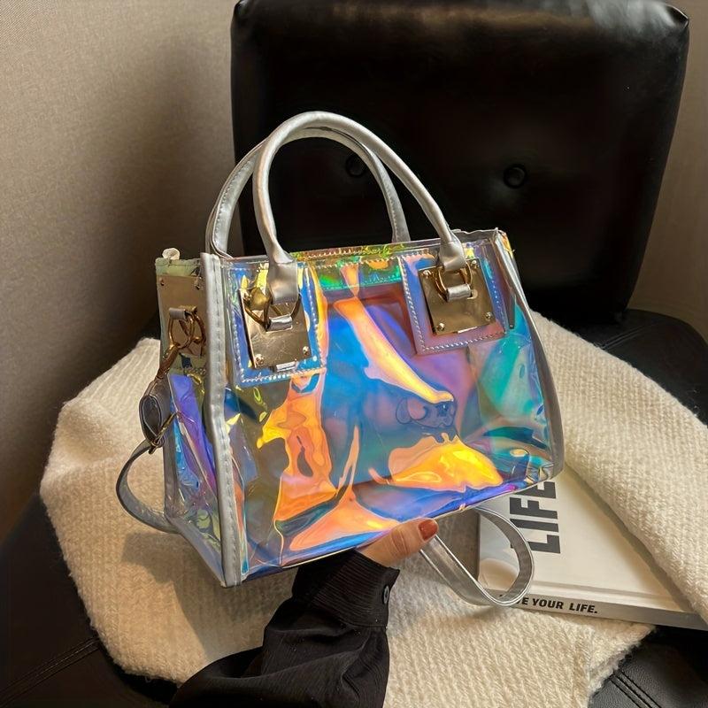 Stylish Holographic Tote Satchel Bag Handbag Versatile Travel Storage