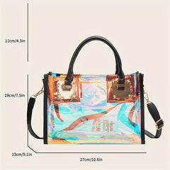 Stylish Holographic Tote Satchel Bag Handbag Versatile Travel Storage