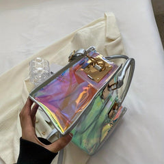 Stylish Holographic Tote Satchel Bag Handbag Versatile Travel Storage