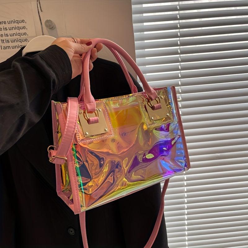 Stylish Holographic Tote Satchel Bag Handbag Versatile Travel Storage