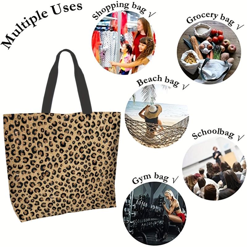 Leopard Pattern Glitter Tote Bag Shoulder Bag