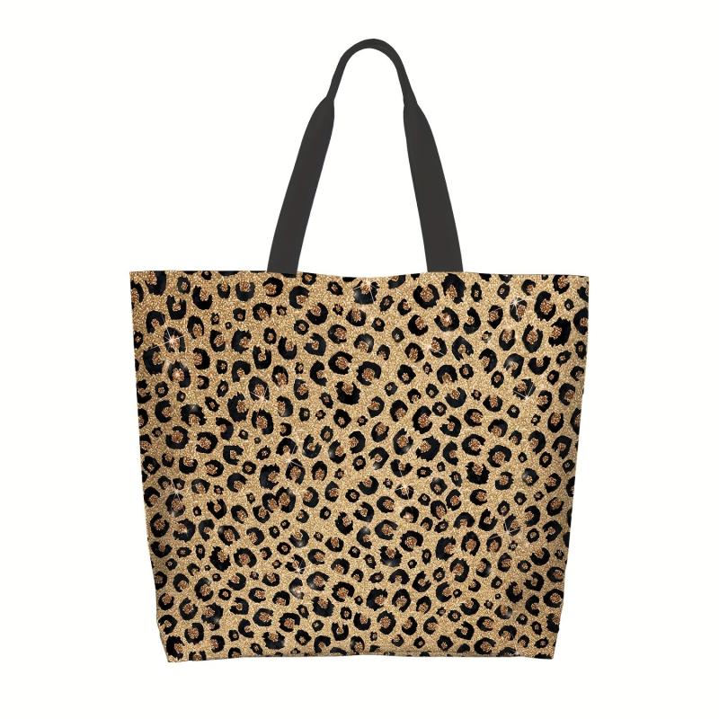 Leopard Pattern Glitter Tote Bag Shoulder Bag