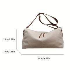 Large Capacity Zipper Canvas Tote Bag Lightweight Shoulder Bag