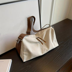 Large Capacity Zipper Canvas Tote Bag Lightweight Shoulder Bag