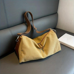 Large Capacity Zipper Canvas Tote Bag Lightweight Shoulder Bag