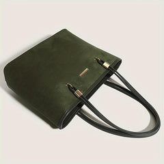 Large Capacity Rope Strap Tote Bag Woolen Cloth Textured Shoulder Bag