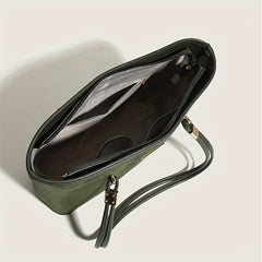 Large Capacity Rope Strap Tote Bag Woolen Cloth Textured Shoulder Bag