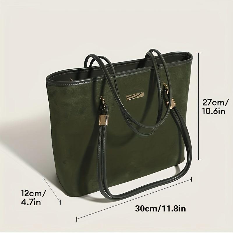 Large Capacity Rope Strap Tote Bag Woolen Cloth Textured Shoulder Bag