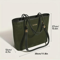 Large Capacity Rope Strap Tote Bag Woolen Cloth Textured Shoulder Bag