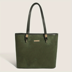 Large Capacity Rope Strap Tote Bag Woolen Cloth Textured Shoulder Bag