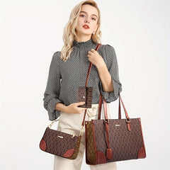 3Pcs Women's Faux Leather Bag Set - Handbags, Crossbody Bag & Wallet