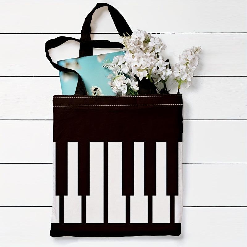 Piano Pattern Canvas Tote Bag - Women's Shoulder Bag