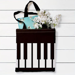 Piano Pattern Canvas Tote Bag - Women's Shoulder Bag