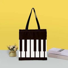 Piano Pattern Canvas Tote Bag - Women's Shoulder Bag