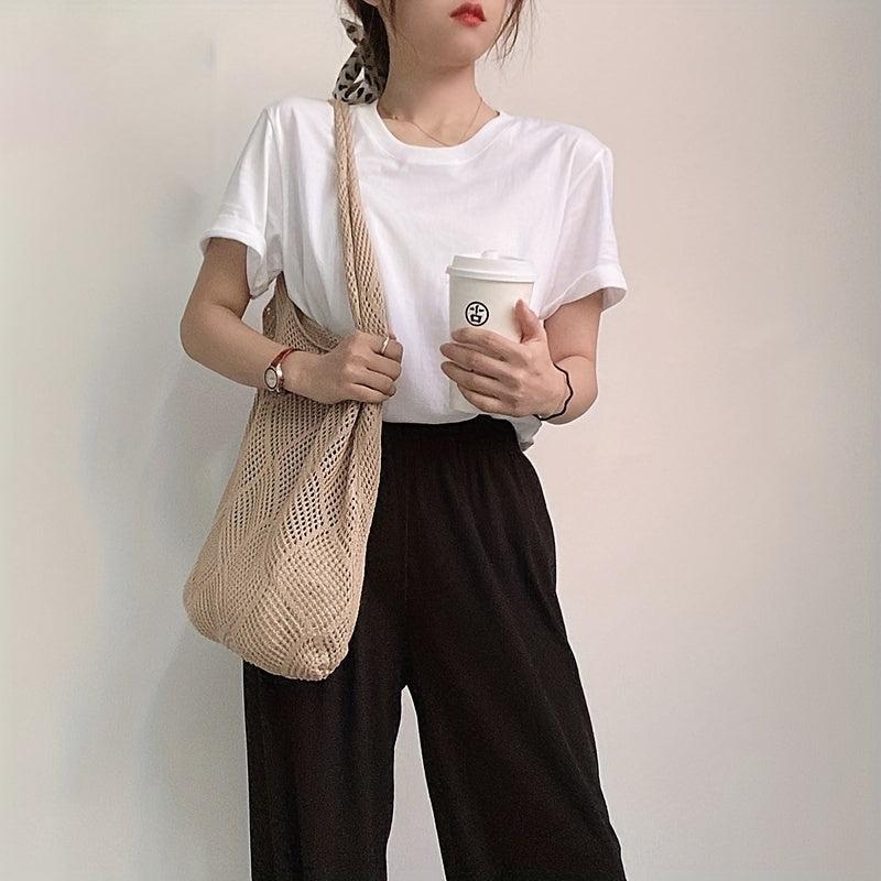 Woven Tote Bag Summer Knitted Beach Bag & Shopping Bag