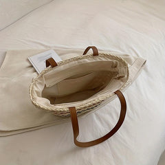 Colorful Stripes Straw Bag Large Capacity Tote Beach Bag