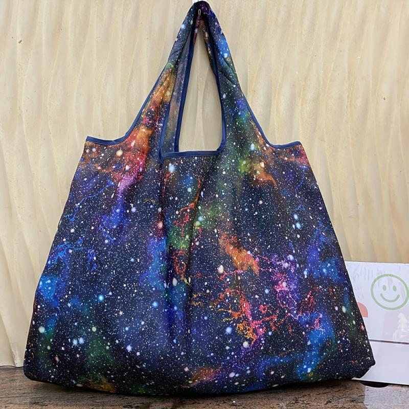 Starry Sky Print Nylon Tote Bag Large Capacity Shoulder Bag