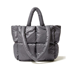 Quilted Soft Tote Bag Megnet Zipper Shoulder Handbag