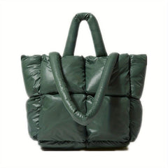 Quilted Soft Tote Bag Megnet Zipper Shoulder Handbag