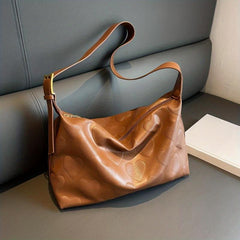 Heart Pattern Zipper Tote Bag PU Leather Shoulder Bag
